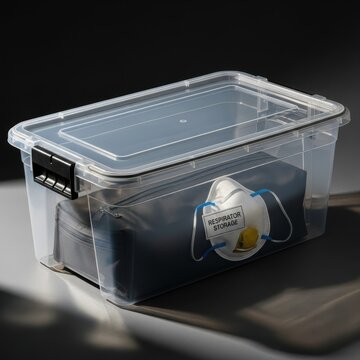Clear Storage Container with Respirator for Safe Keeping and Organization