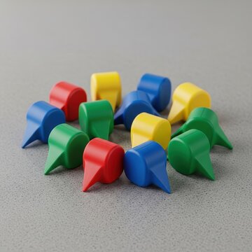Colorful Push Pins Arranged in a Circular Pattern on a Gray Surface