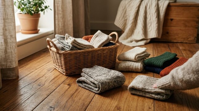 Cozy Textile Arrangement in a Warm Indoor Living Space