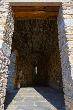 Early Christian basilica ruins at Kesariani aesthetic forest on mountain Hymettus (Ymittos)