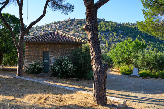 Penteli forestry office at Kesariani aesthetic forest on mountain Hymettus (Ymittos)