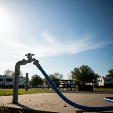 Outdoor Water Faucet with Hose for Gardening and Landscaping Use