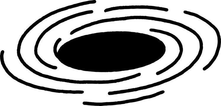 Black hole vortex space spiral line art hand drawn illustration