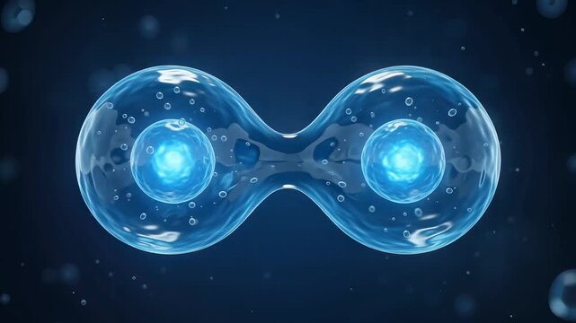 Biological cell first multiplication and cellular mitosis division