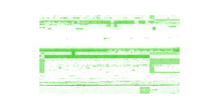 Glitchy green computer screen with distorted digital display isolated on transparent background with pixelated effects and digital noise