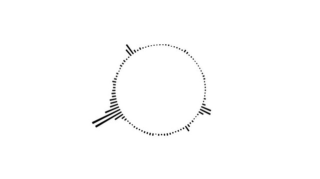 4K video circle audio spectrum loop with sharp frequency, Black circle audio wave spectrum lines animation on white background.
Spectrum audio visualizer circle equalizer music beat wave animation.