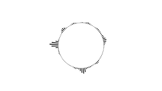 4K video circle audio spectrum loop with sharp frequency, Black circle audio wave spectrum lines animation on white background.
Spectrum audio visualizer circle equalizer music beat wave animation.