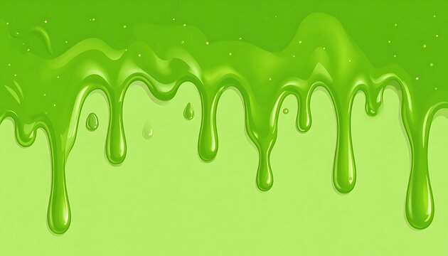 Dripping lime green slime border, gooey liquid texture, shiny translucent drops, playful Halloween or science theme, translucent sticky fluid