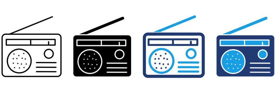 Vintage Radio Receiver icon collections. Containing FM Tuner, Retro Broadcast, Audio Sound, Antenna and more icons.