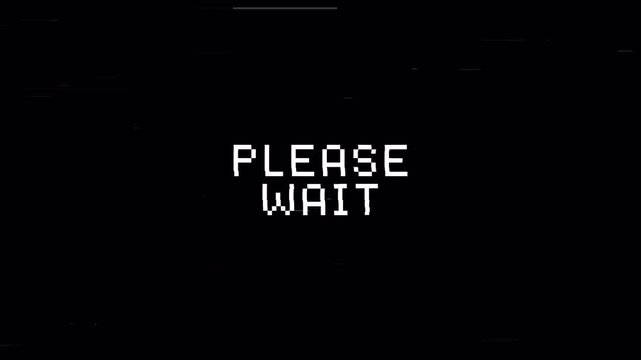 Please Wait Glitch Text Animation with Transparent Background