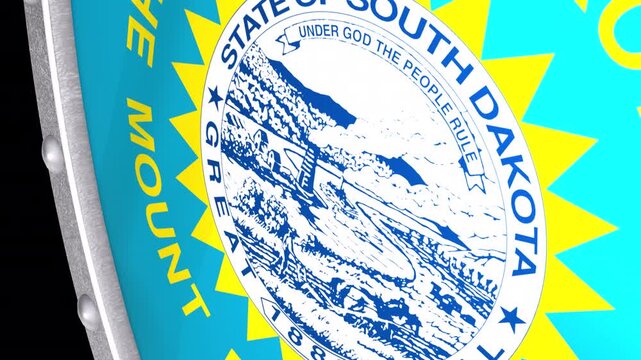 Metallic Shield Transitions with the Flag of State of South Dakota of United States of America