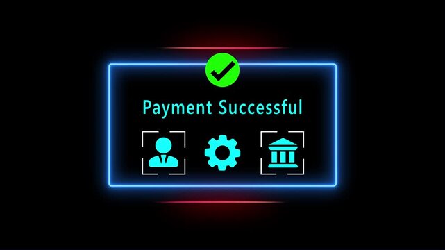 Payment Successful Notification Interface with Glowing Neon Border Loop