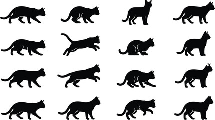 Obraz premium Cat silhouette collection diverse poses and movements for graphic design