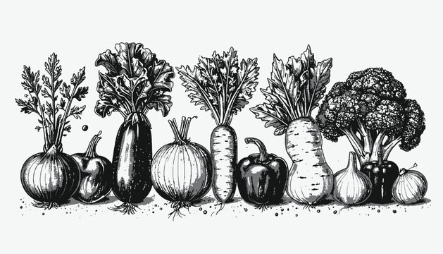 Variety of fresh organic root vegetables.