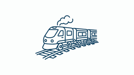 Modern Train Travel Icon - Line Art Illustration © tempe