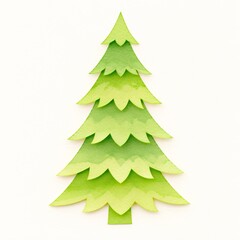 Fototapeta premium Paper cut Christmas tree isolated on white background. Minimalist pine element for festive graphic design. Decorative winter icon for holiday greeting card, decoration and craft project.