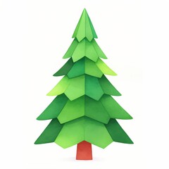 Fototapeta premium Paper cut Christmas tree illustration isolated on white background. Decorative fir plant element for winter holiday design projects. Graphic icon of festive forest pine tree silhouette.