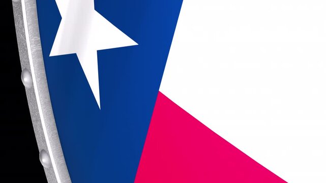 Metallic Shield Transitions with the Flag of State of Texas of United States of America