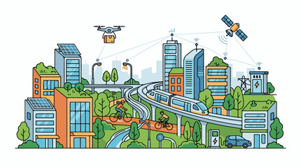 Fototapeta premium Futuristic eco-city with sustainable transport and smart technology (2)