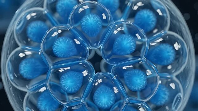 Embryonic morula synchronized mitosis and blastomere cellular cleavage