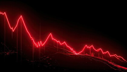 Fototapeta premium Red Graph Illustrating Financial Crisis, Economic Recession, and Stock Market Downturn