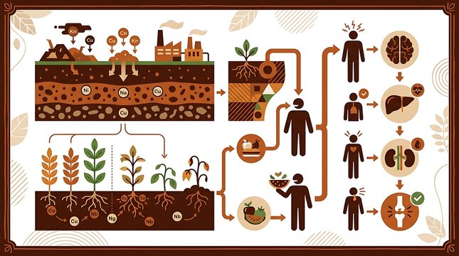 Infographic showing environmental pollutants entering the food chain