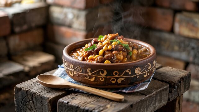 Zimbabwean cuisine. 
Chibage neNyemba is a hearty peasant dish made from boiled whole grains of corn and dried beans.