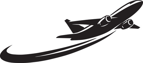 Black silhouette of a passenger airplane taking off Vector, illustration © MostTanzila