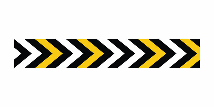 Chevron arrows pattern black and yellow directional signage on white background