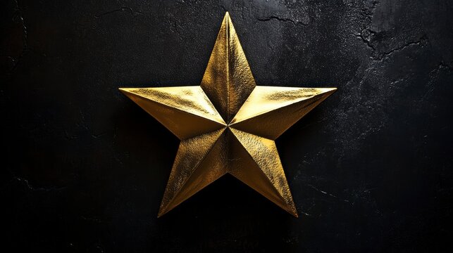 Gold star on dark background.