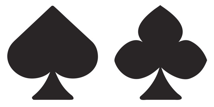 Spade And Club Card Suits Black Silhouette On White Background