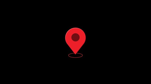 Location pin marker with pulse animation on transparent background for GPS navigation geolocation mapping and destination tracking
