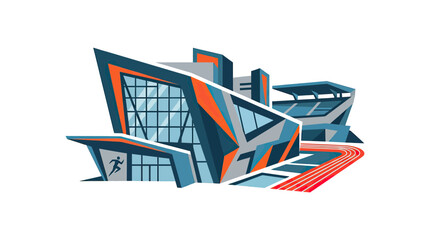 Modern Sports Complex with Running Track and Stadium © udin