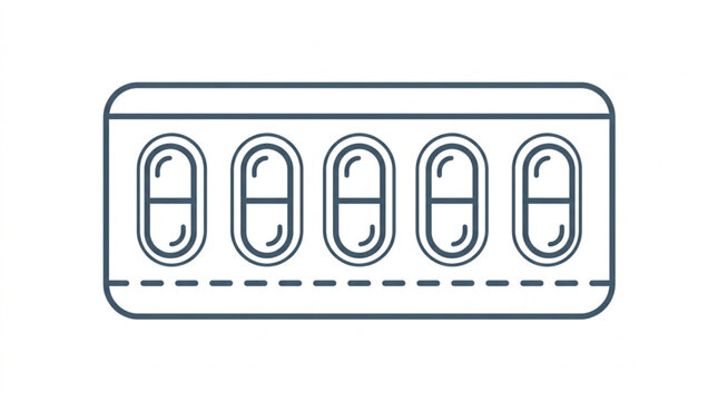 Five oval capsules in a blister pack illustration.