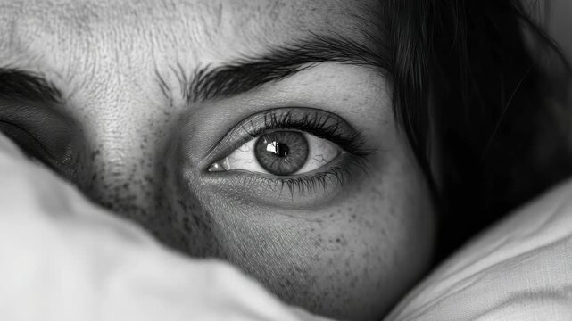 A close-up portrait of a person's face sleeping with closed eyes.