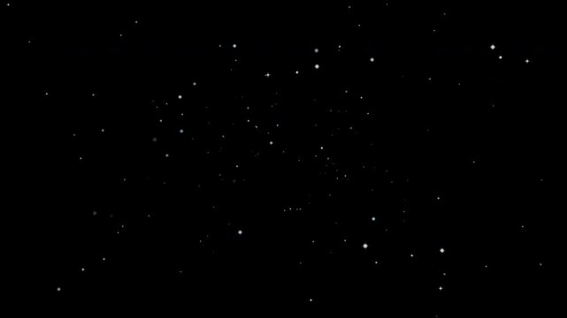 Seamless looping animation of a starfield in deep space, featuring twinkling stars moving with parallax depth. Transparent alpha channel background allows easy overlay onto any footage. 