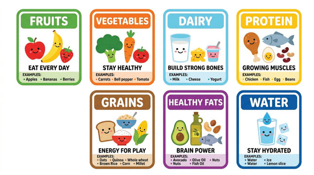 flash card of healty food 