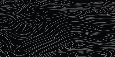 Detailed abstract topographic map contour lines pattern on black backdrop with topographic abstract minimalist elevation geography cartography geometric background backdrop monochrome © MOHAMAD