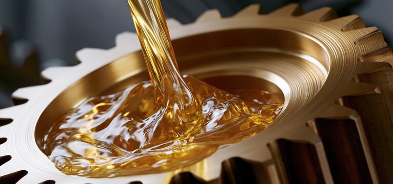 Bronze gear coated with glossy lubricant, demonstrating seamless mechanical operation and industrial precision.