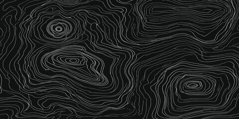 Intricate topographic map style contour lines on black with topography elevation abstract geography cartography background geometric minimalist geological landscape structure navigation © MOHAMAD