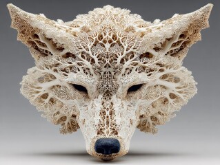 Obraz premium Artistic, intricate sculpted wolf head with detailed, branched internal structures