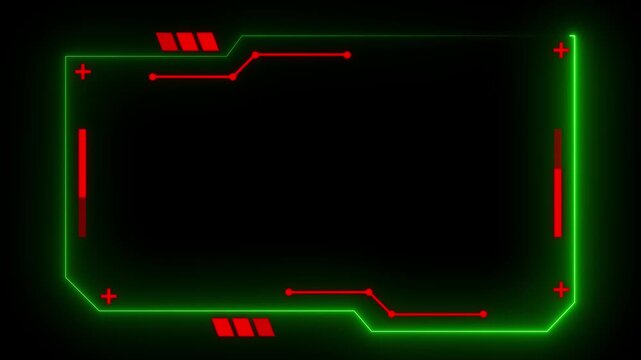 Futuristic Neon HUD Frame Overlay Green Digital Interface Element Glowing Geometric. Futuristic neon HUD frame with Green overlay. Digital interface displays data concept, network, information