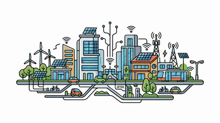 Fototapeta premium Futuristic smart city powered by renewable energy and connected technology