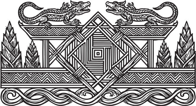 batak indonesia tribe hand drawing sketch tribal etnic pattern