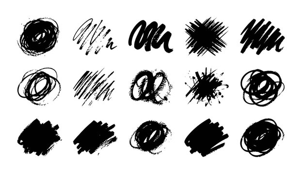 Hand Drawn Scribble Brush Strokes Collection Ink Grunge Shapes