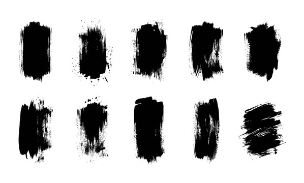 Grunge Paint Brush Strokes And Ink Splatter Vector Set