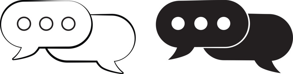 Naklejka premium chat icon, chat logo template with black outline and dots chat symbol icon