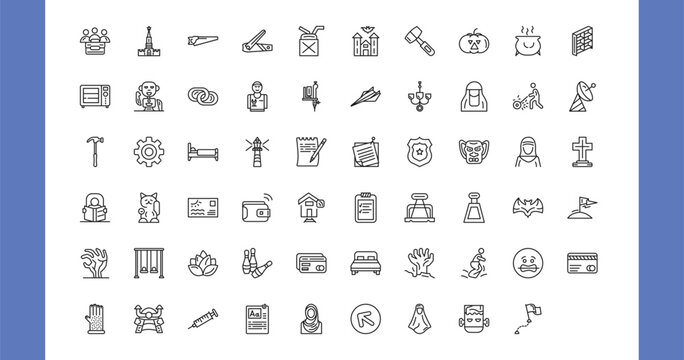 outline other icons set - limited liability, kremln, nail trimmer, money card. editable vector for web and mobile ui