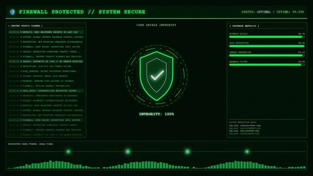 Firewall Protected Shield Security Checkmark System Secure Dashboard Animation.