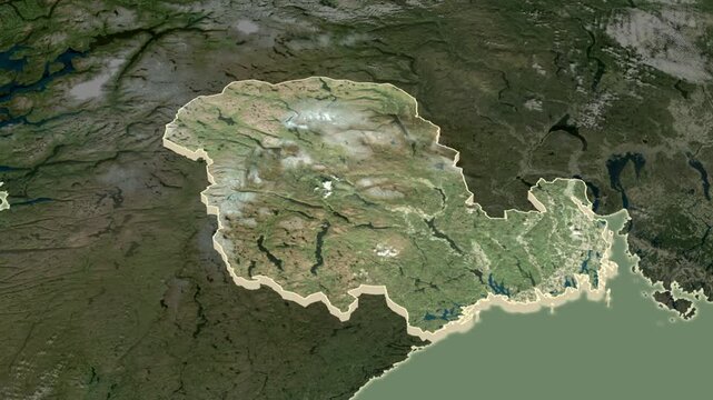 Former Vestfold og Telemark county, 2020 - 2023 borders, Norway - extrusion on map